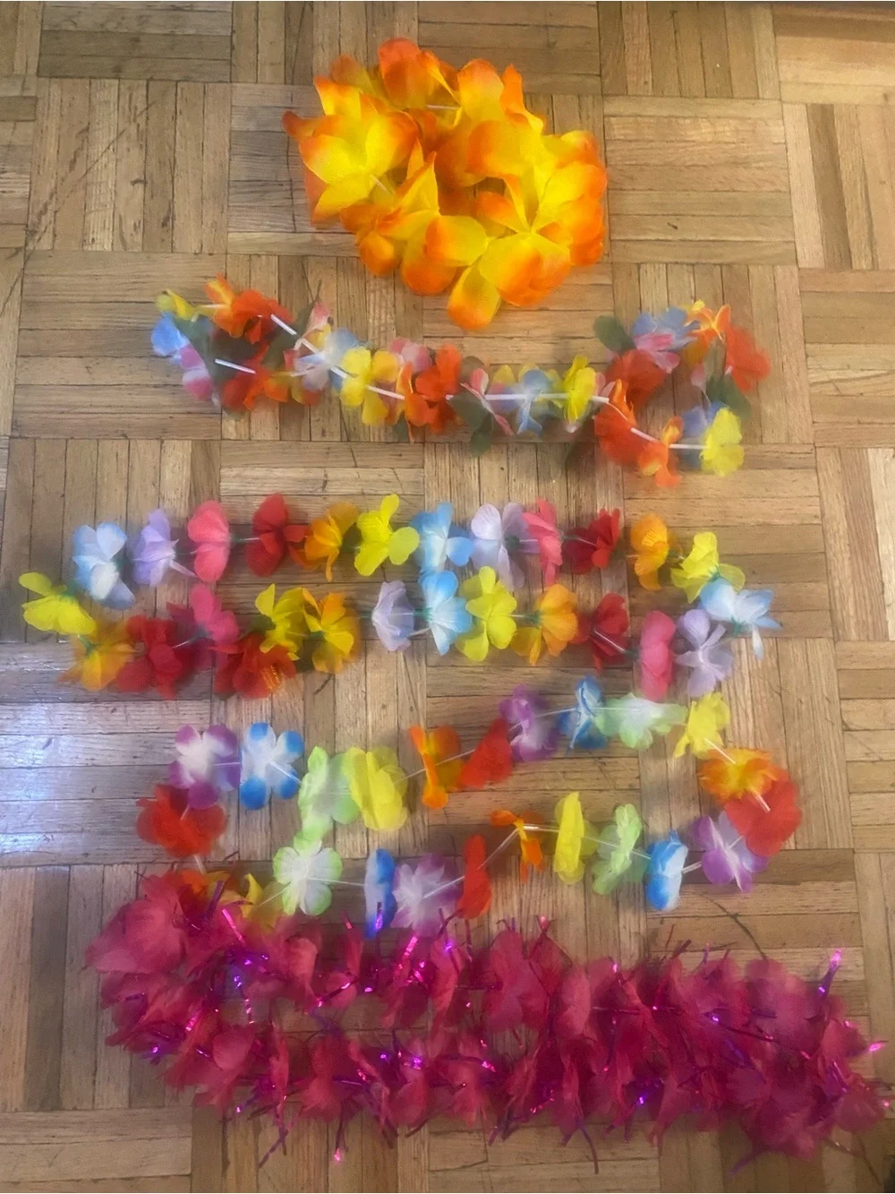 Tropical Floral Lei Set - Multicolor Hawaiian Party Garlands